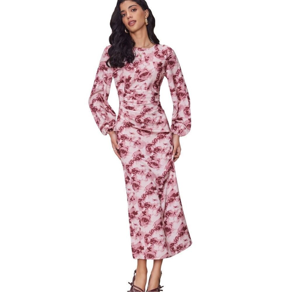 NWT Cider Floral Pleated Ruffle Maxi Dress Sz 8
